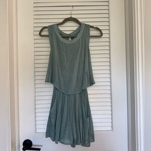 She + Sky Foam Green Layered Romper w/ Pockets